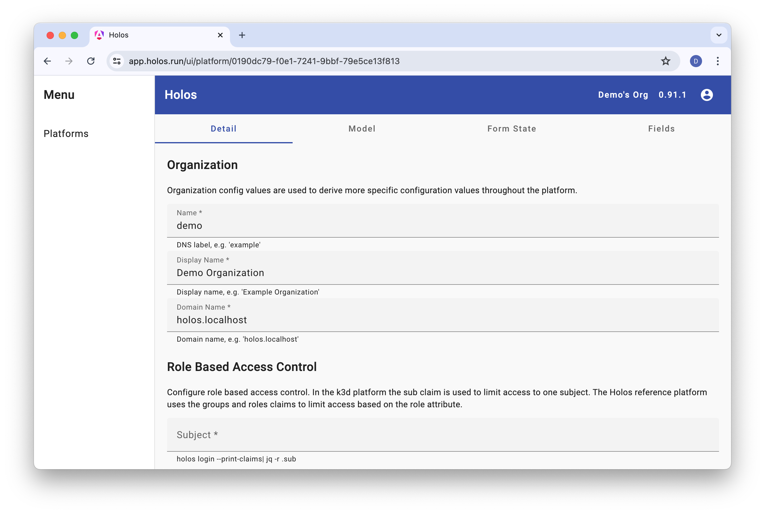 Platform Form Default Values